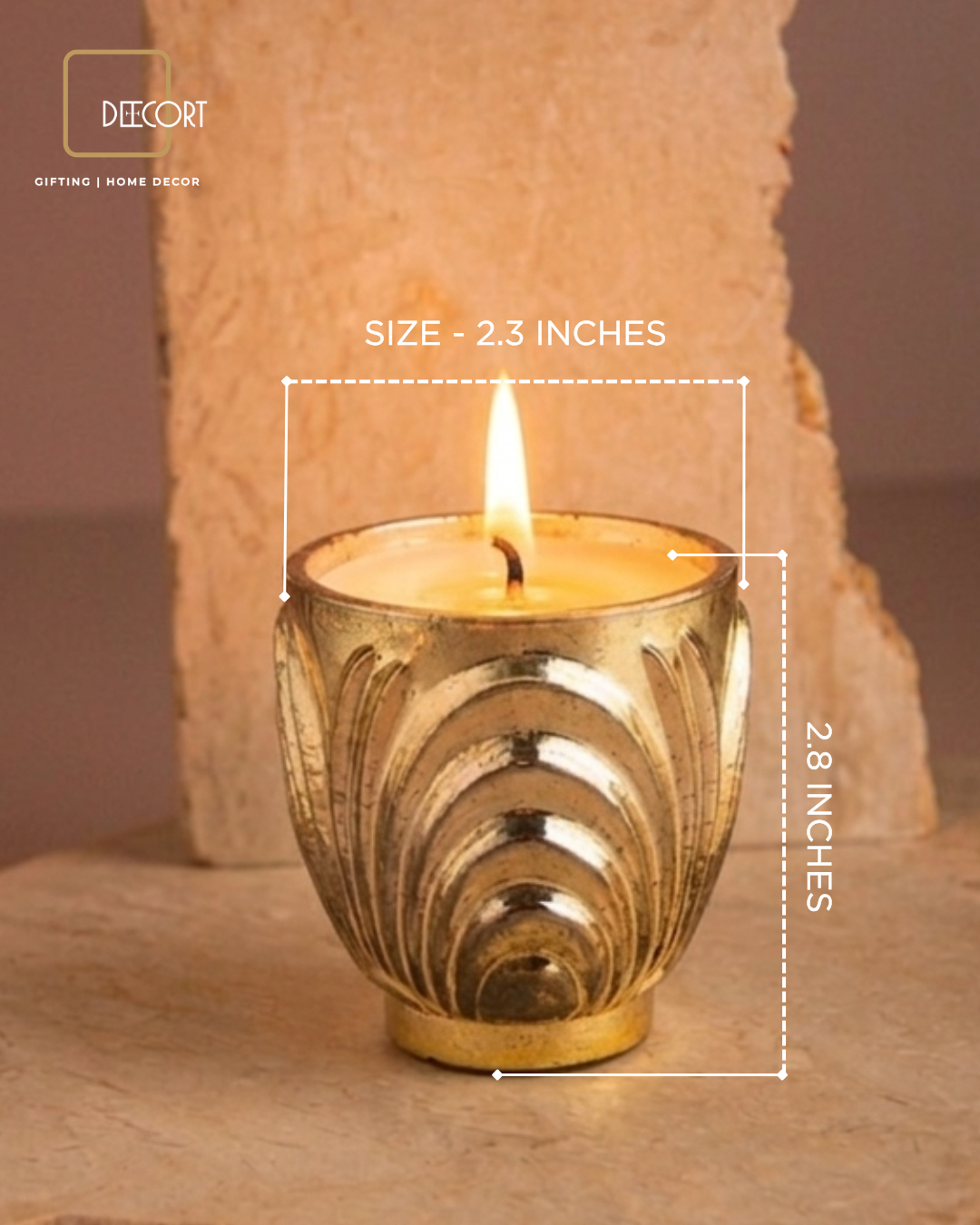 Gold Sculpted Glass Candle