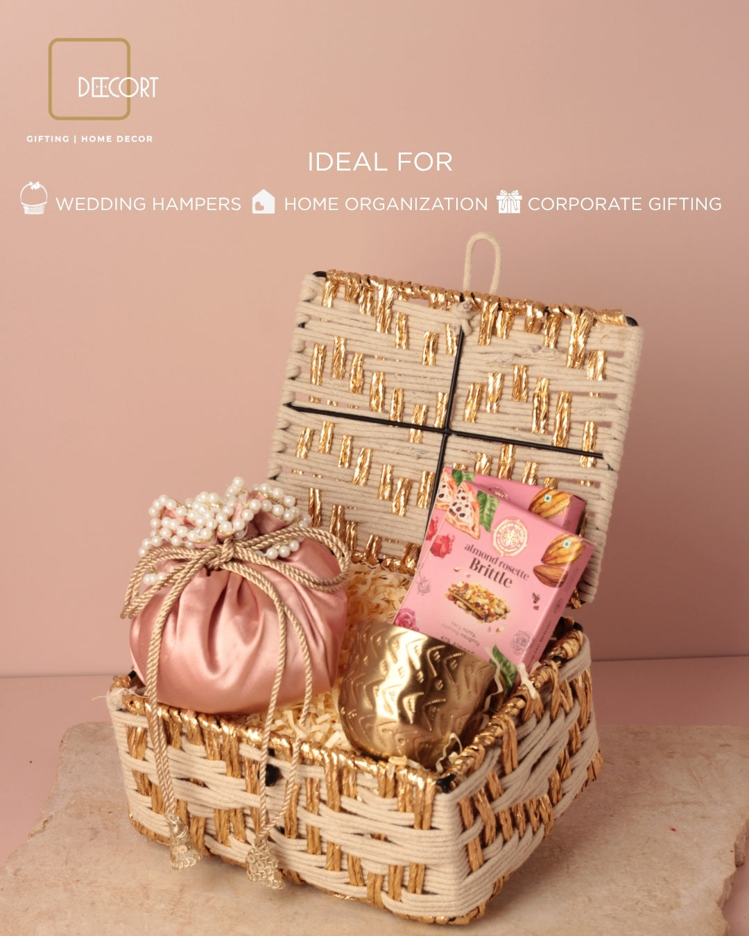 Ivory Gold Weave Gift Box