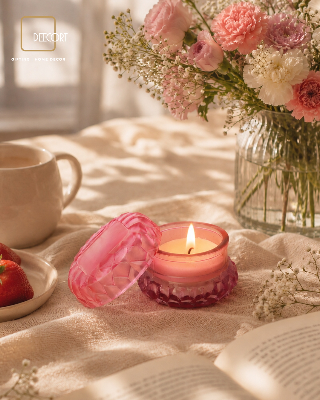 Blush Berry Macaron Glass Candle