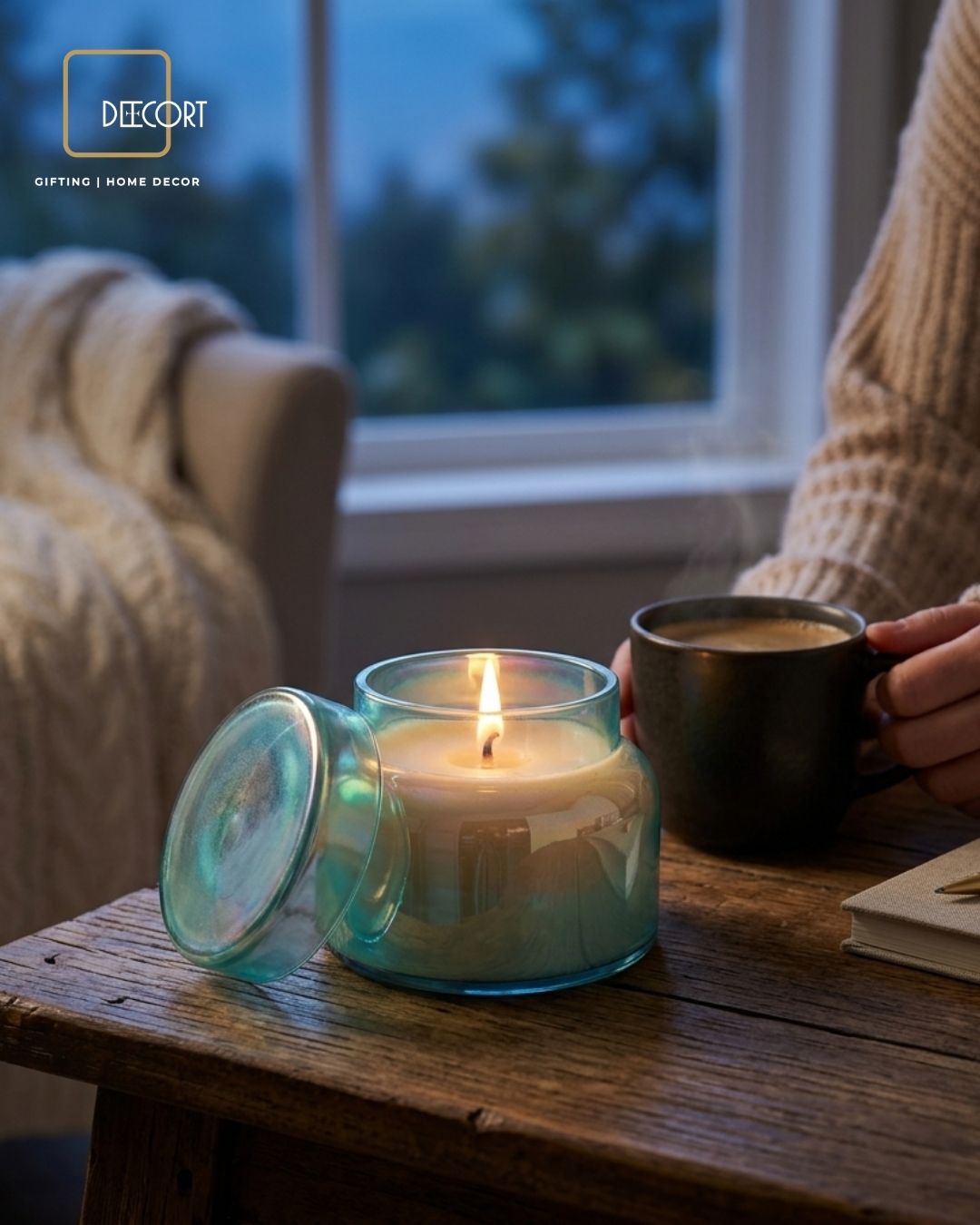 Aqua Berry Glow Glass Candle