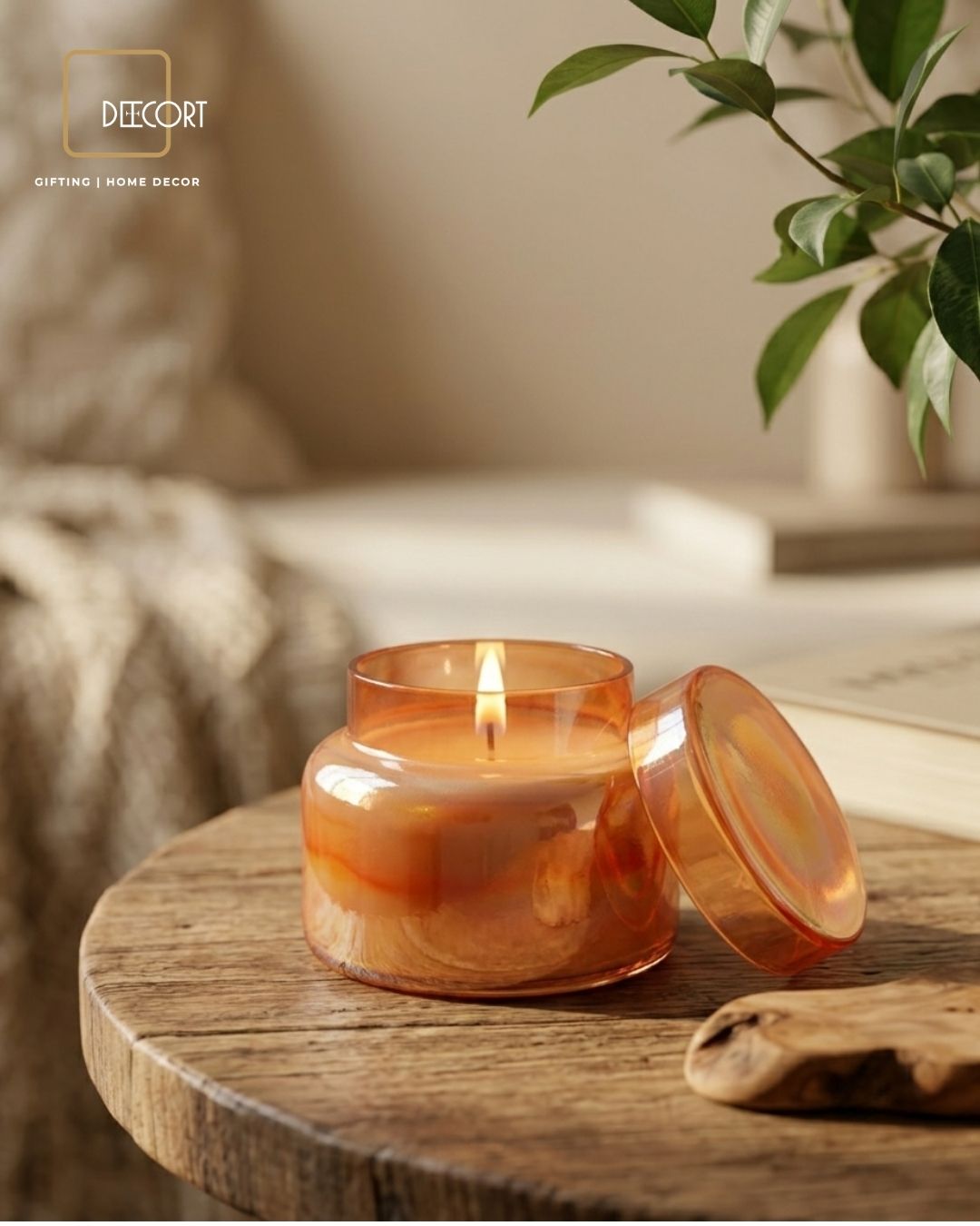 Sunset Glow Orange Glass Candle