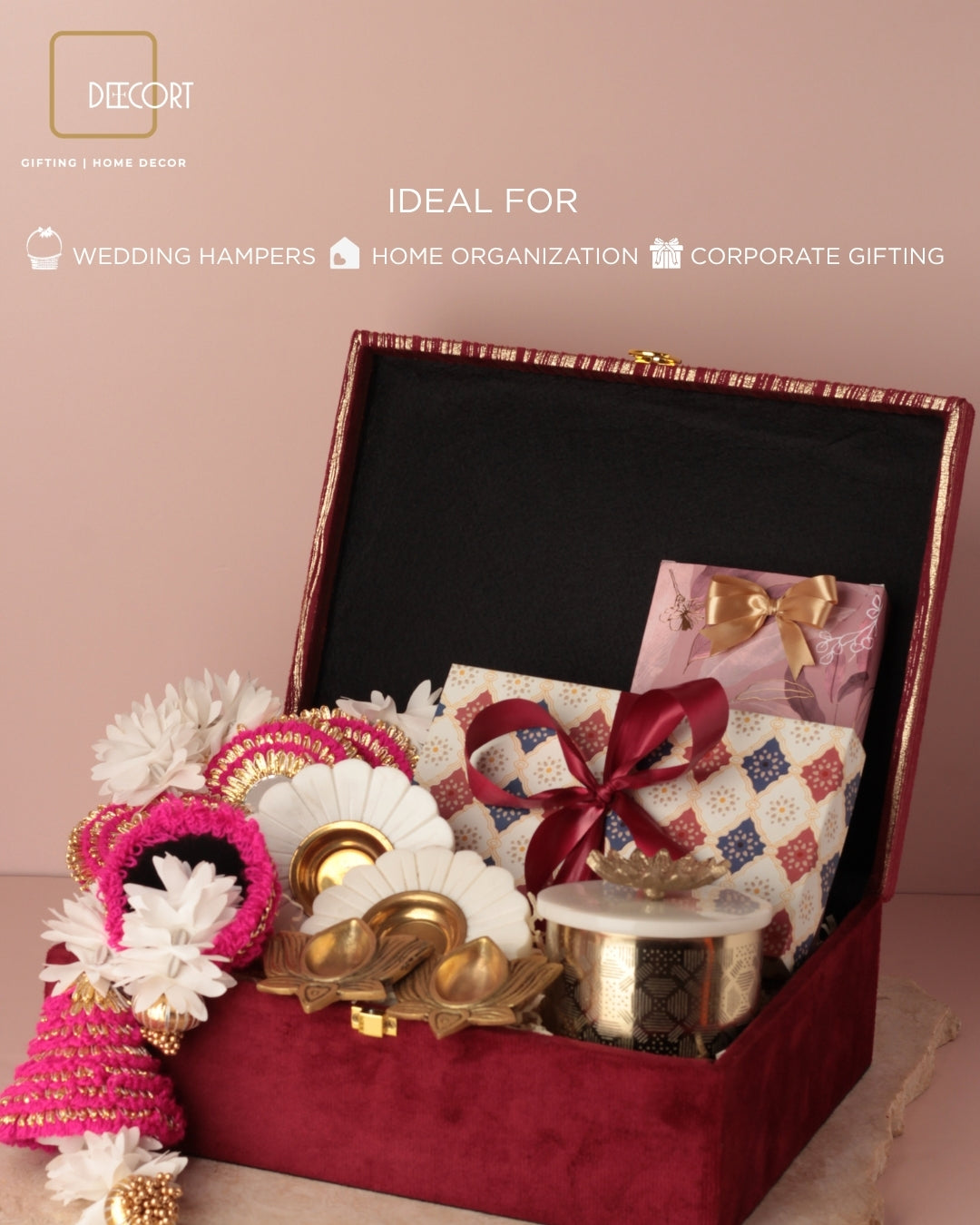 Burgundy Gold Stripe Gift Box