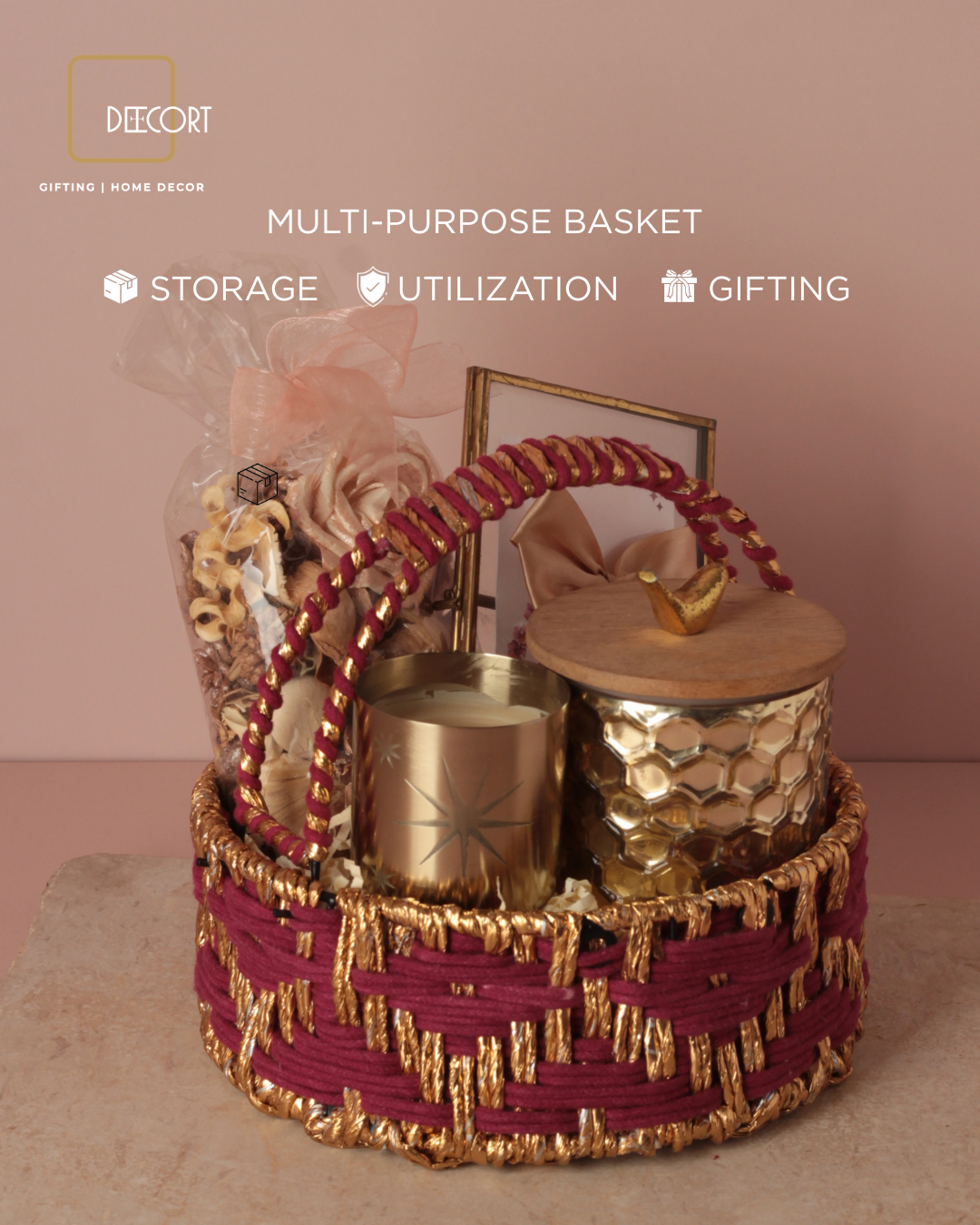 Sangria Gold Round Basket