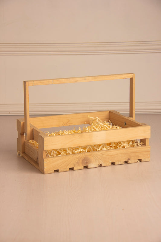 Pinewood Rectangle Basket with Wooden Handle - 12 x9  Inch Pack of 1