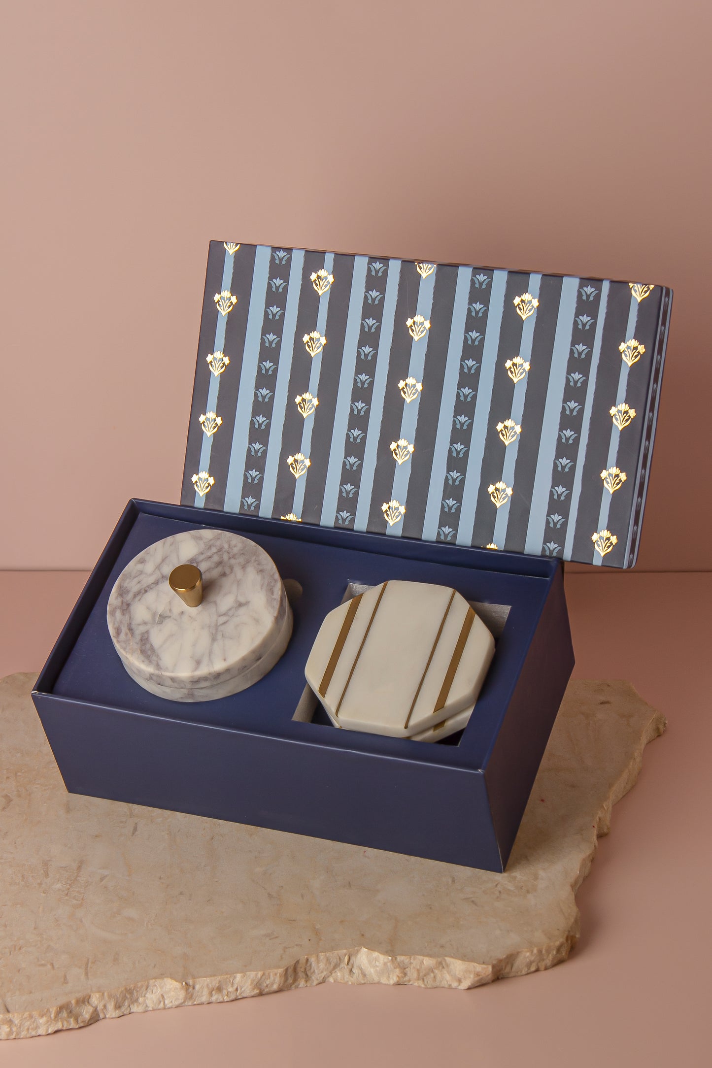 Marble Honeysuckle Candle Coaster duo