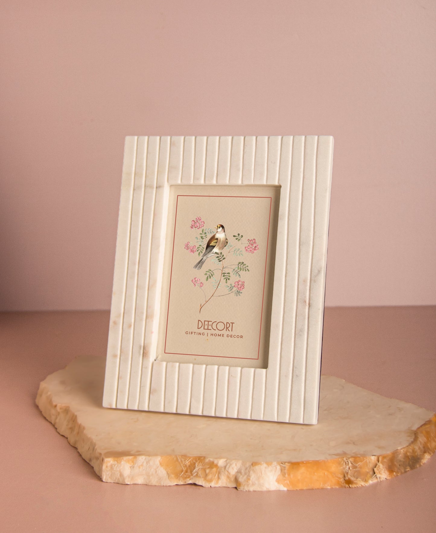 Handcrafted Fluted Marble Photo Frame