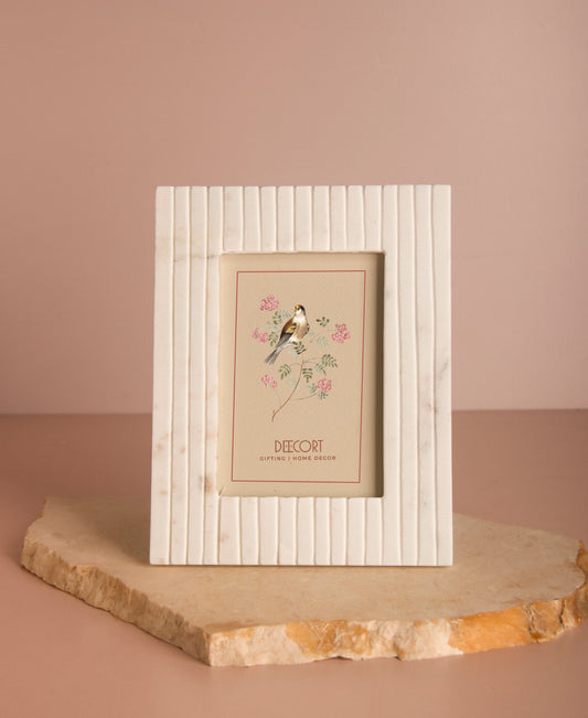 Handcrafted Fluted Marble Photo Frame