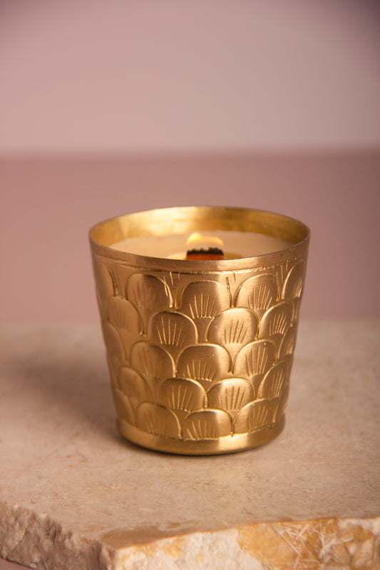 Luxury Gold Embossed Candle with Wooden Wick