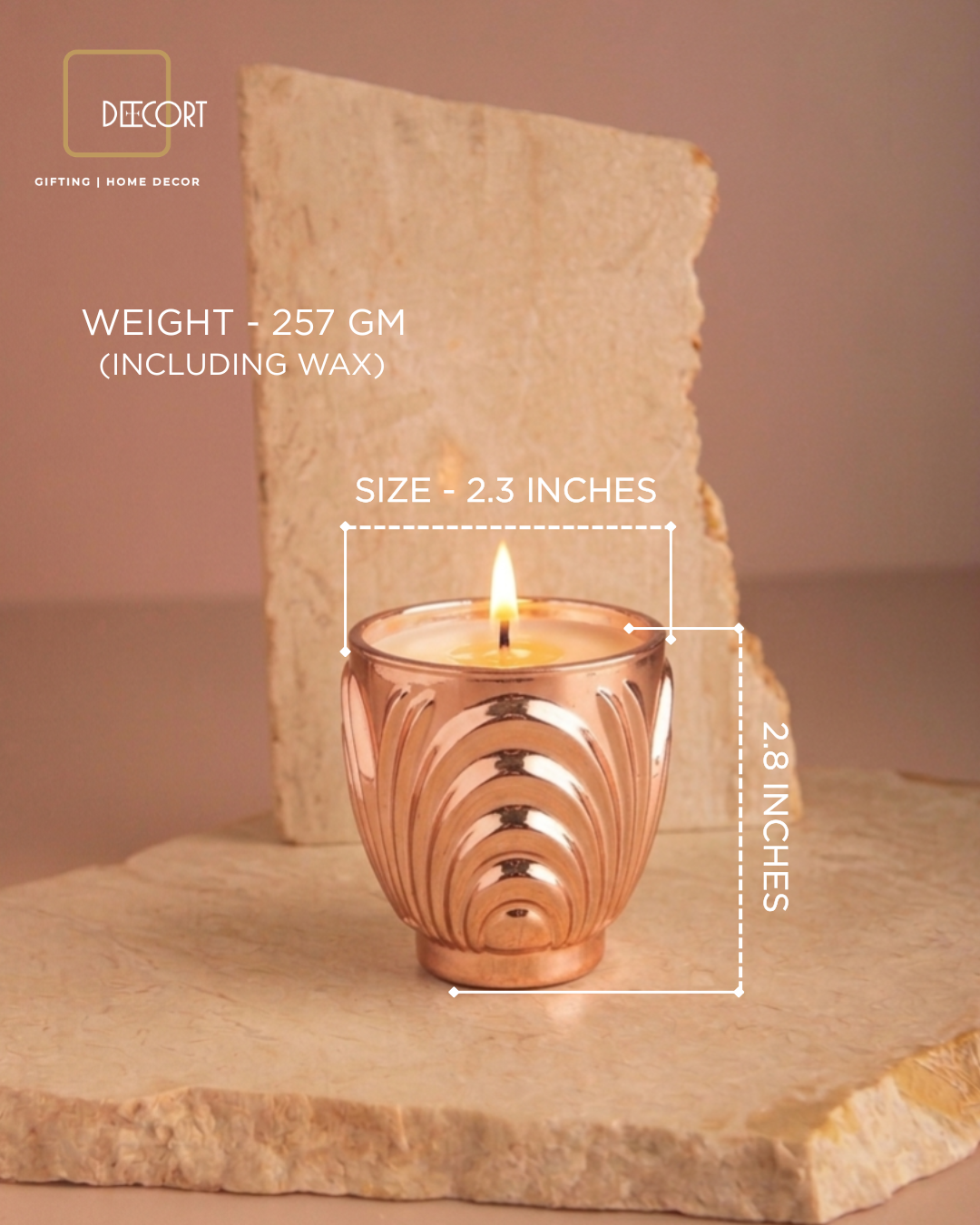 Rose Sculpted Glass Candle