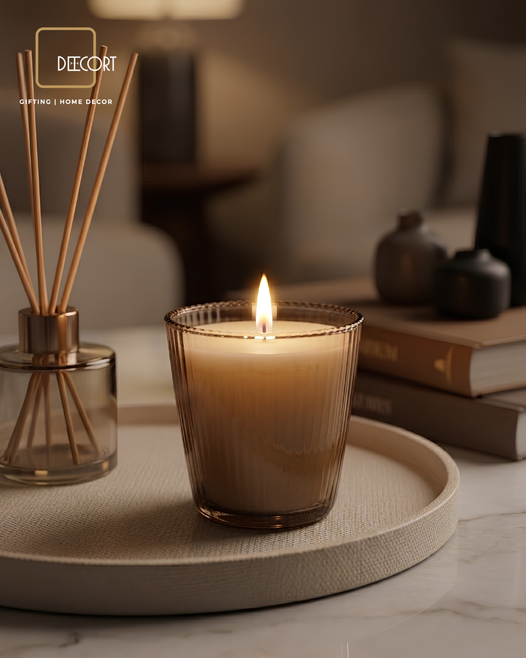 Sea Salt Brown Glass Candle