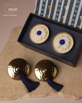 Set of 2 Gold Hand-Hammered Jasmine-Scented Candles with Wax Flowers & Tassels – Luxury Gift Set (Gift Box Included)