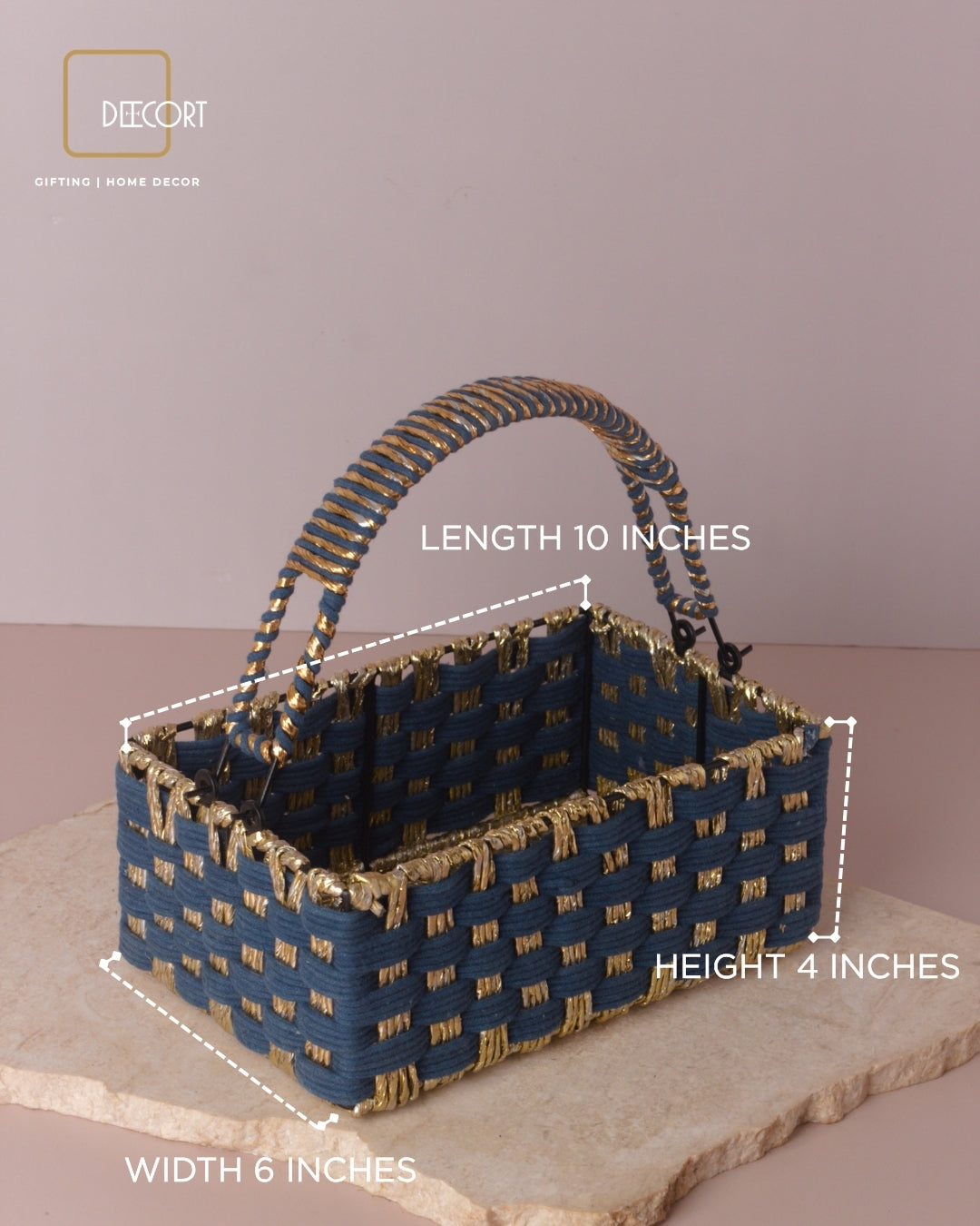 Azure Gold Rectangle Basket