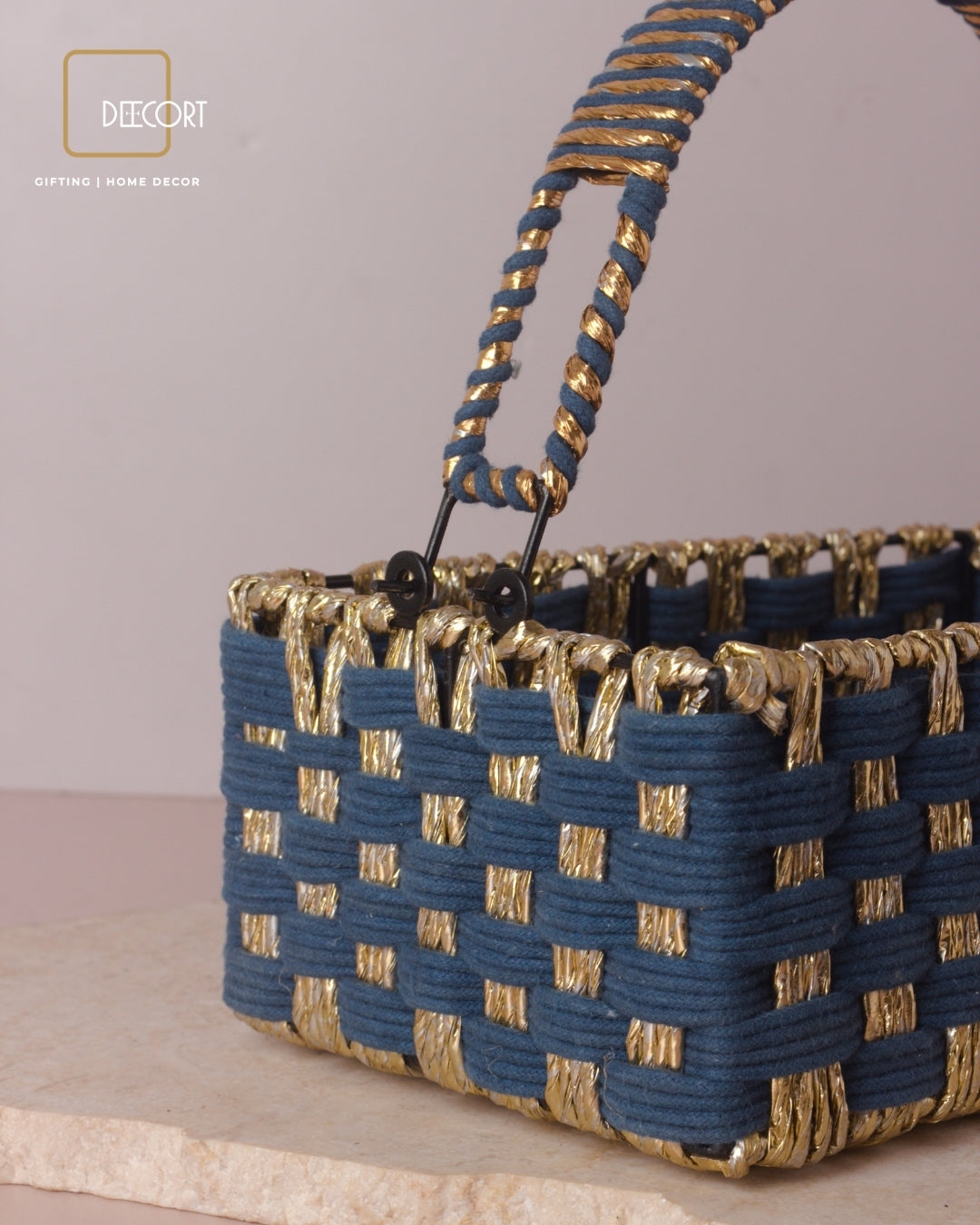 Azure Gold Rectangle Basket