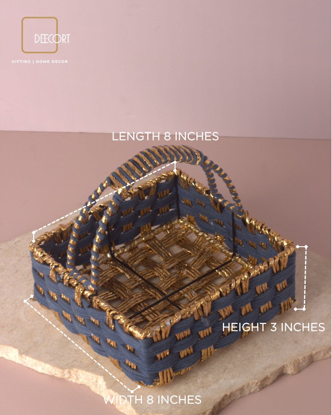 Azure Gold Square Basket