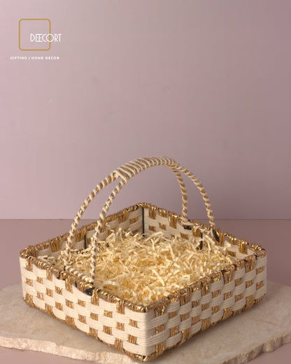 Ivory Gold Square Basket