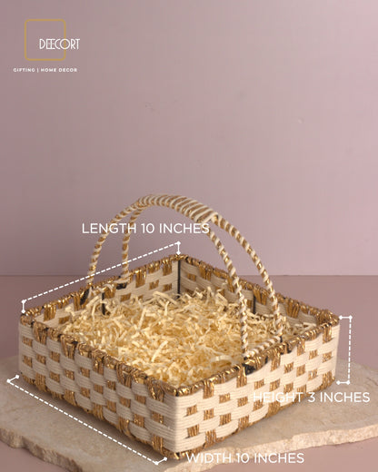 Ivory Gold Square Basket