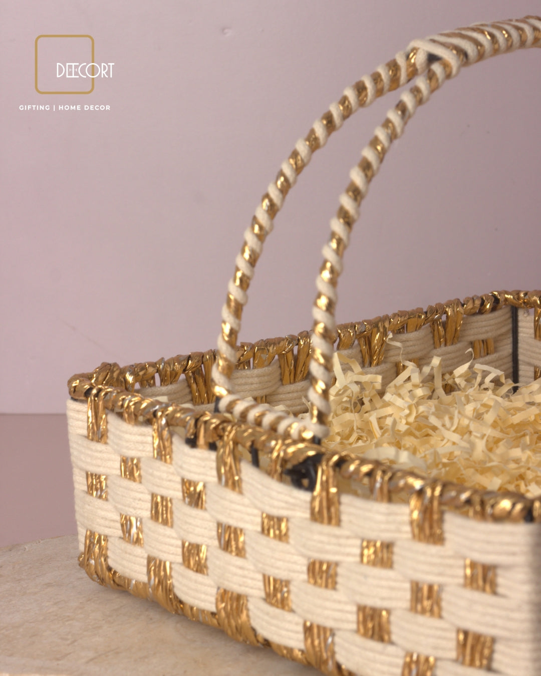 Ivory Gold Square Basket