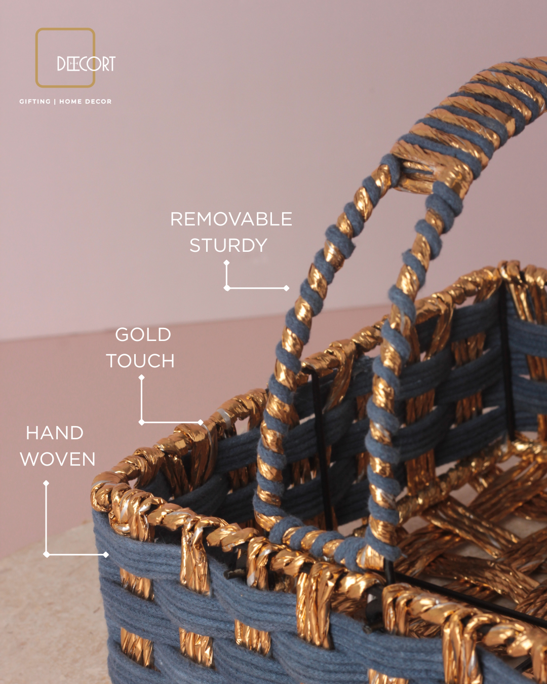 Azure Gold Square Basket