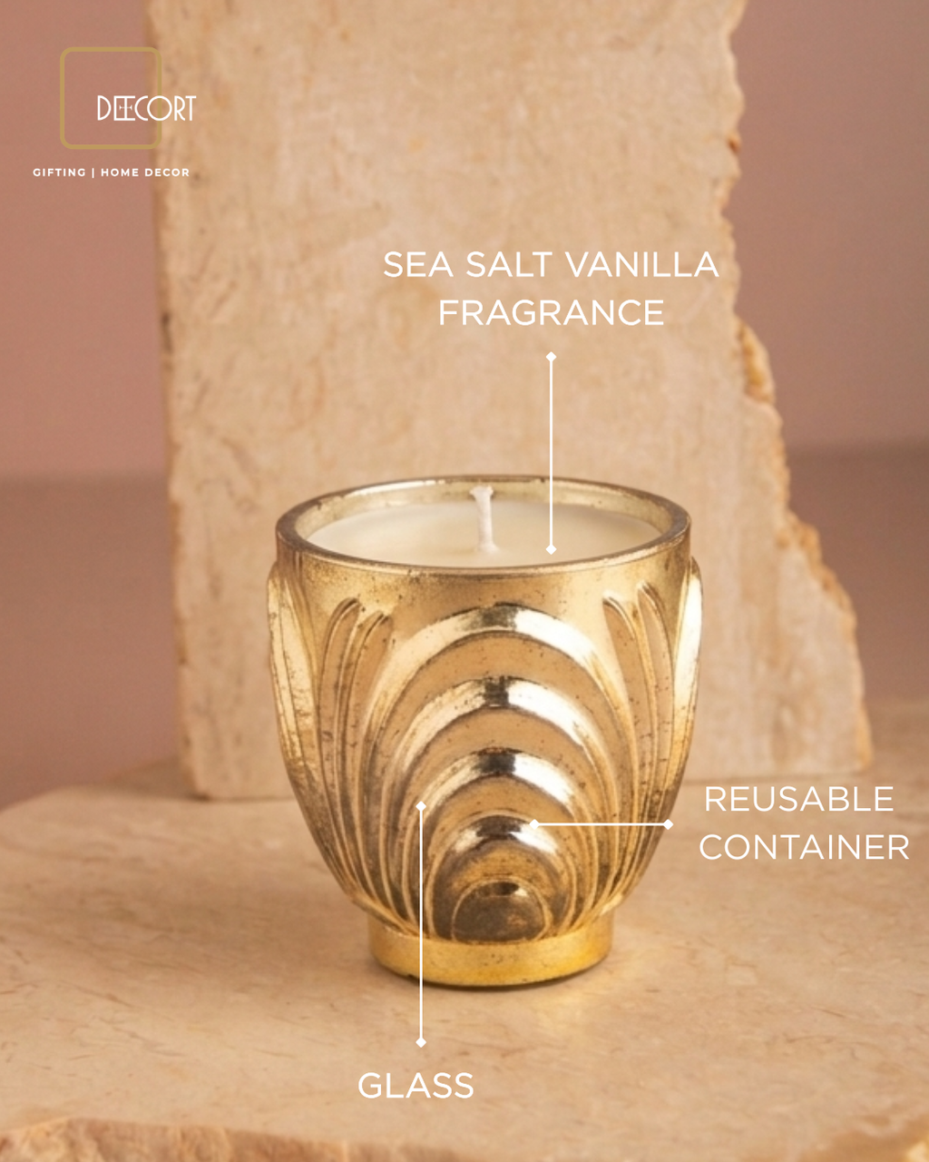 Gold Sculpted Glass Candle