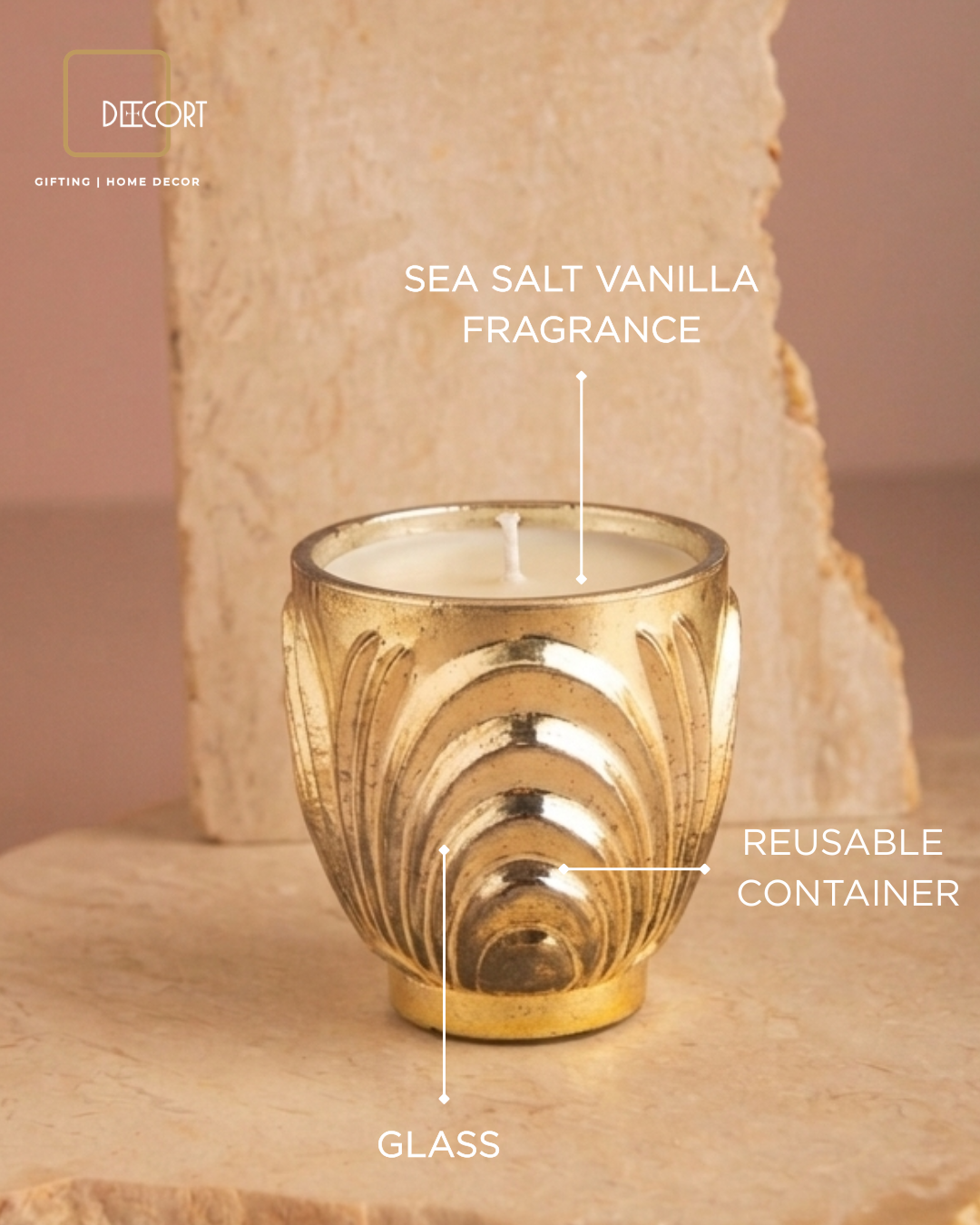 Gold Sculpted Glass Candle