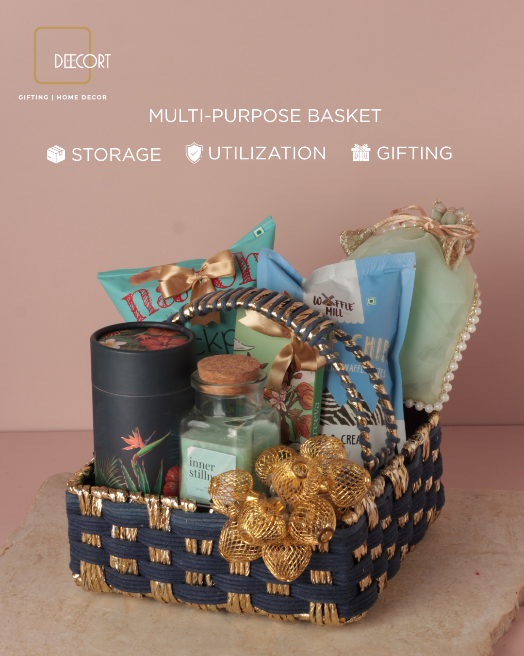 Azure Gold Square Basket
