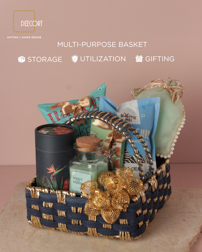 Azure Gold Square Basket