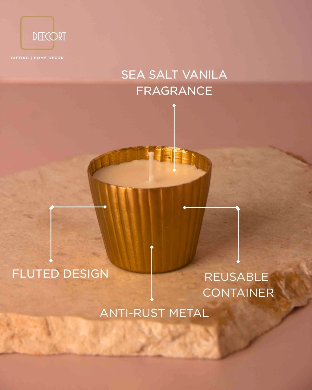 Gold Fluted Candle - Mini
