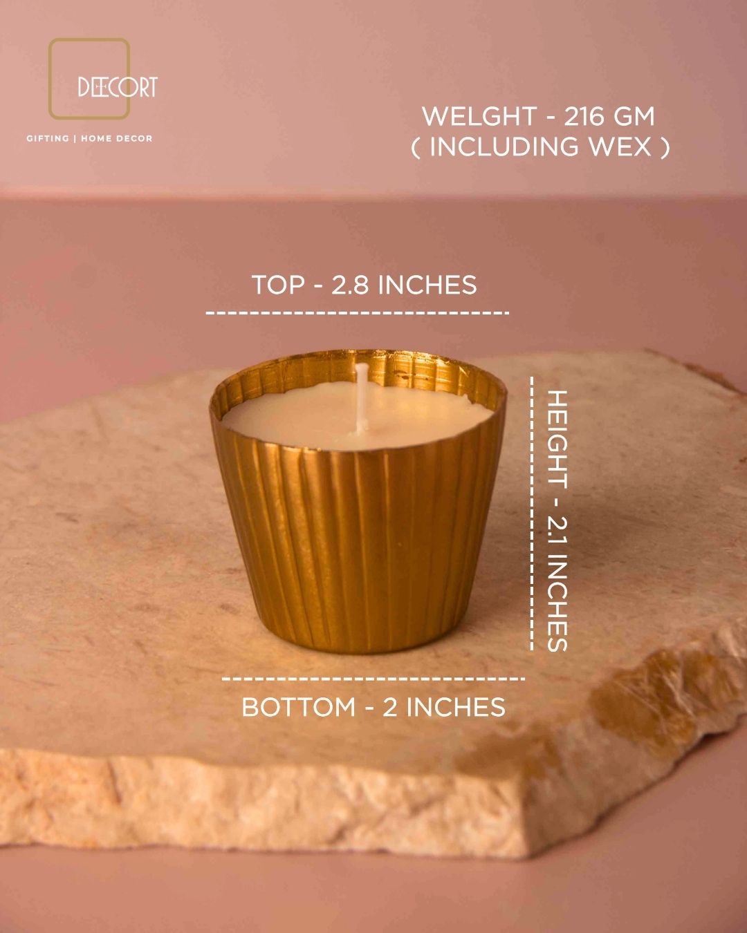 Gold Fluted Candle - Mini