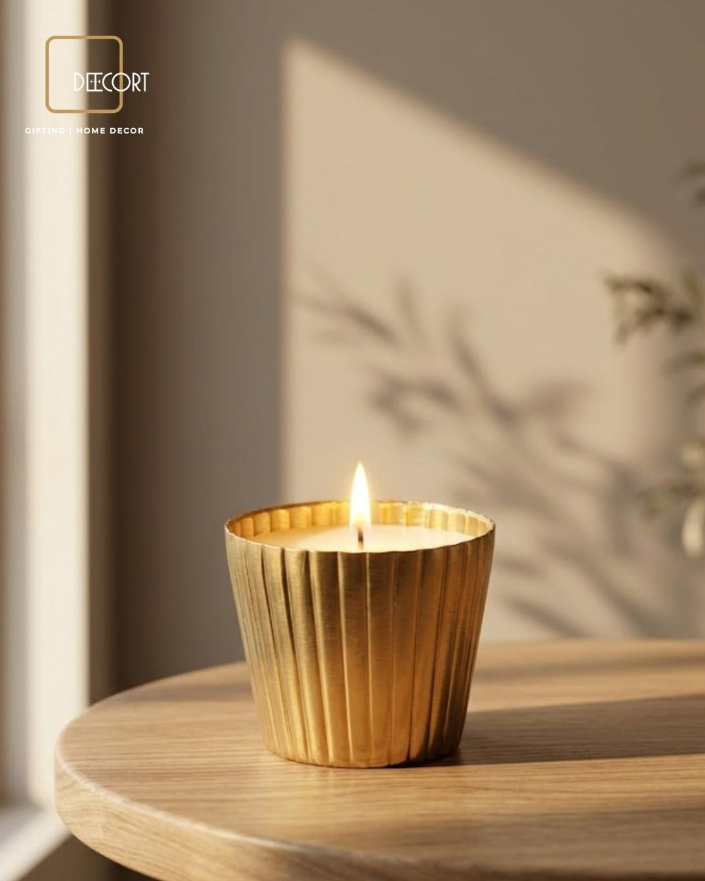 Gold Fluted Candle - Mini