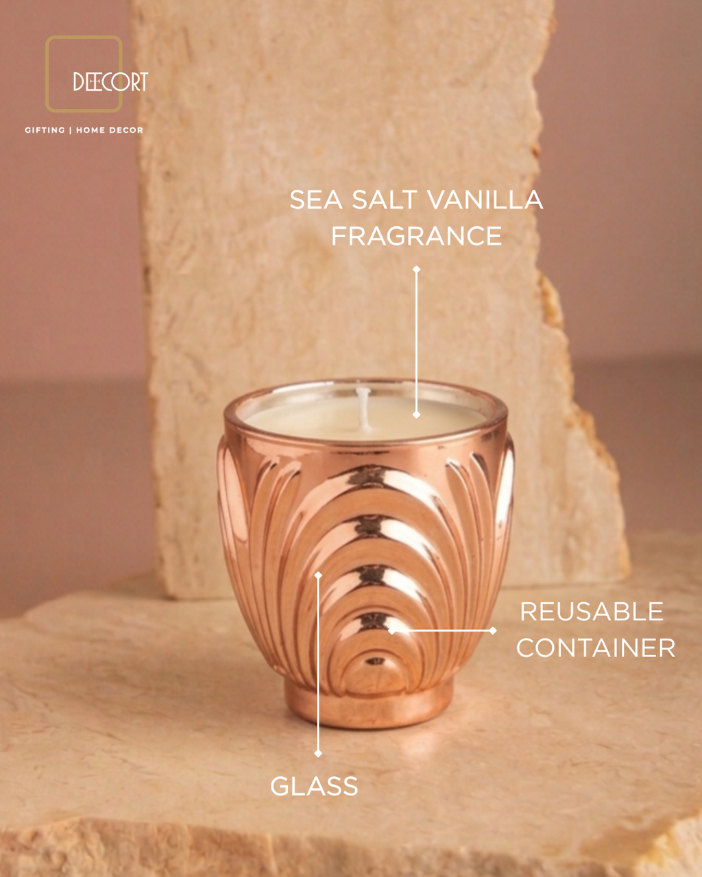 Rose Sculpted Glass Candle