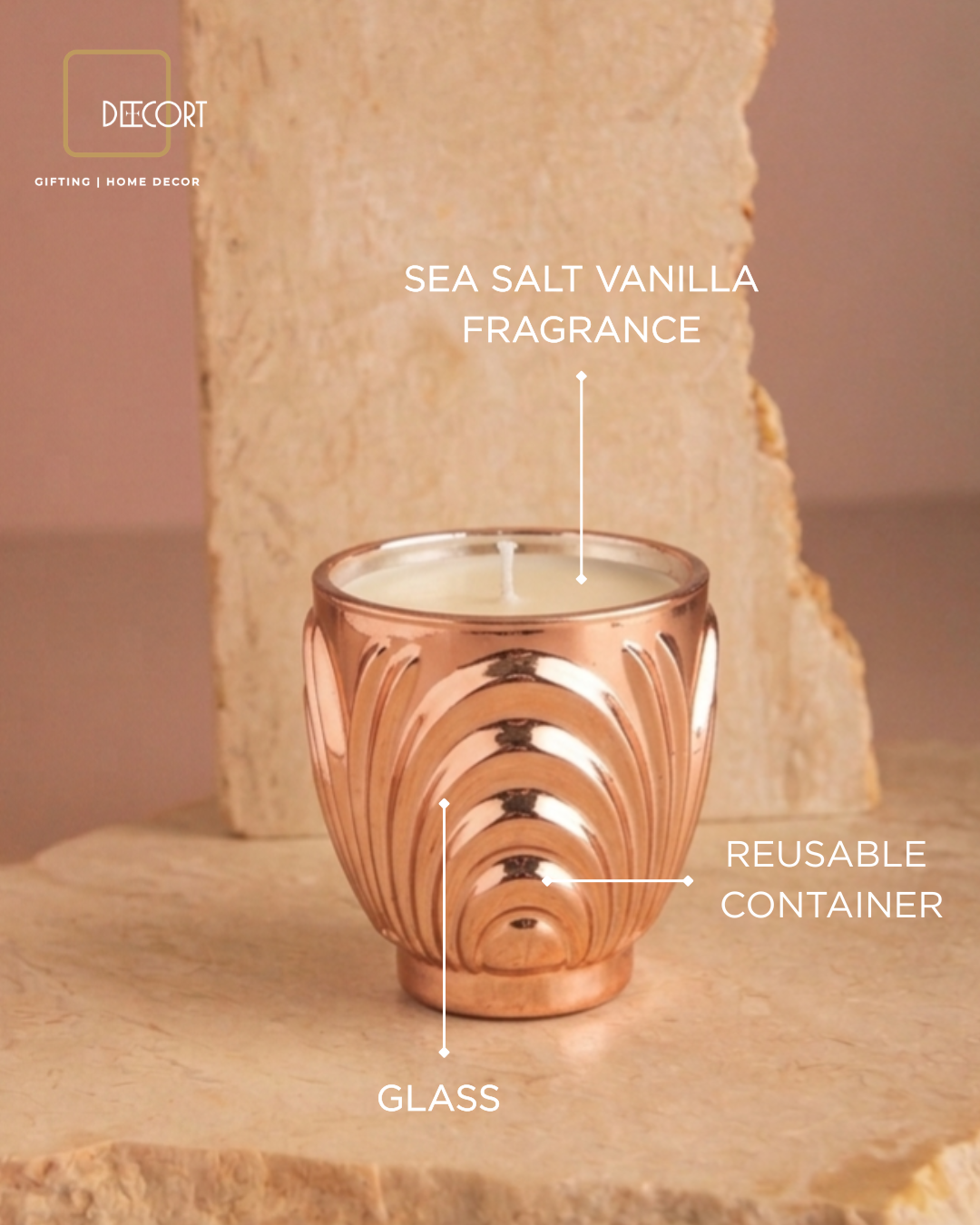 Rose Sculpted Glass Candle