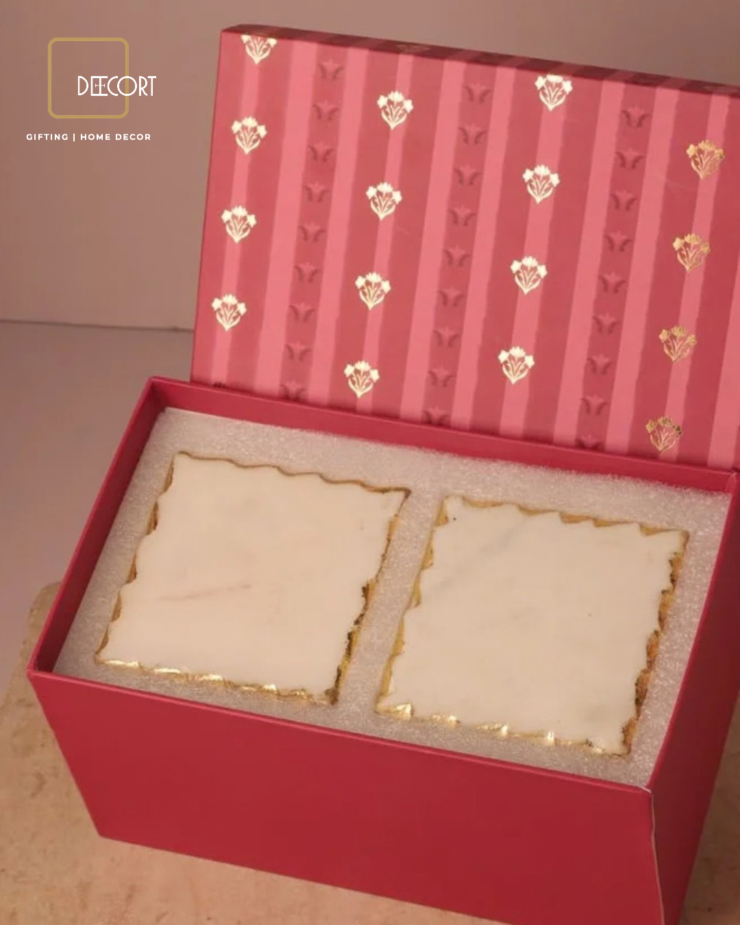 Ruby Luxe Ceramic Cups & Marble Square Coasters Gift Set
