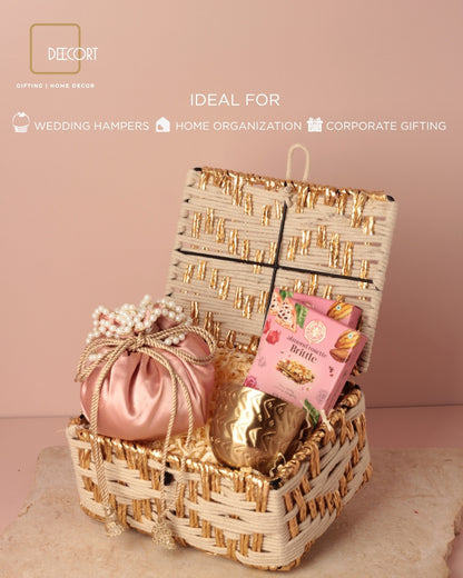 Ivory Gold Weave Gift Box