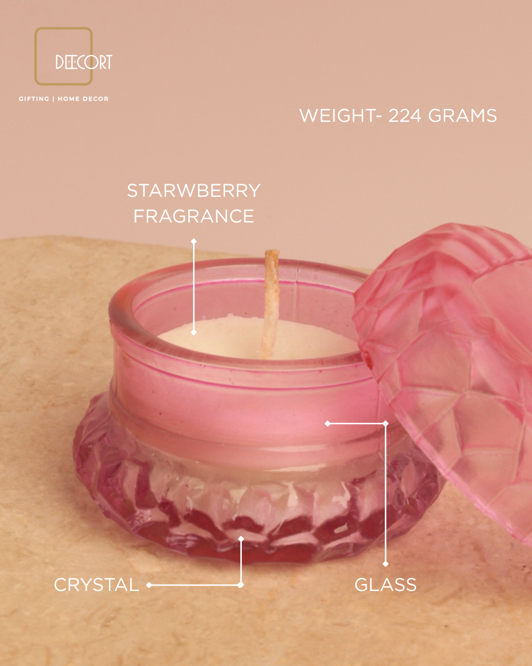 Blush Berry Macaron Glass Candle