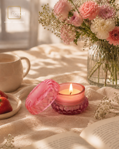 Blush Berry Macaron Glass Candle