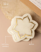 Urli Natural Marble Coasters with Brass Inlay - Set of 2