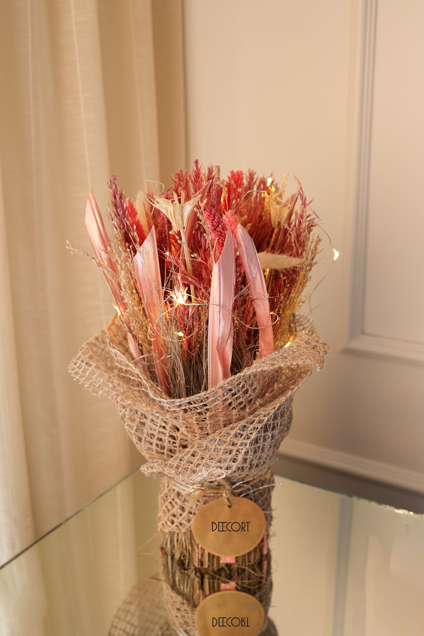 Metallic Blush Bouquet with Fairy Lights