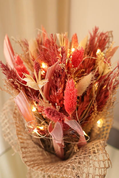 Metallic Blush Bouquet with Fairy Lights