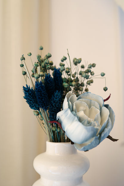 Bud Rose Dried Flower Bouquet Blue & Grey - Pack of 1