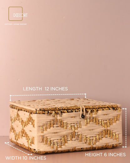 Ivory Gold Weave Gift Box