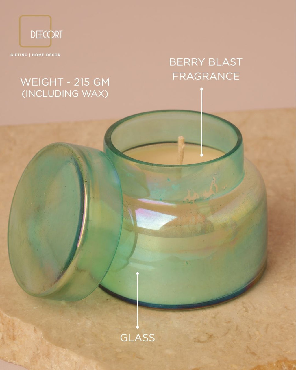 Aqua Berry Glow Glass Candle