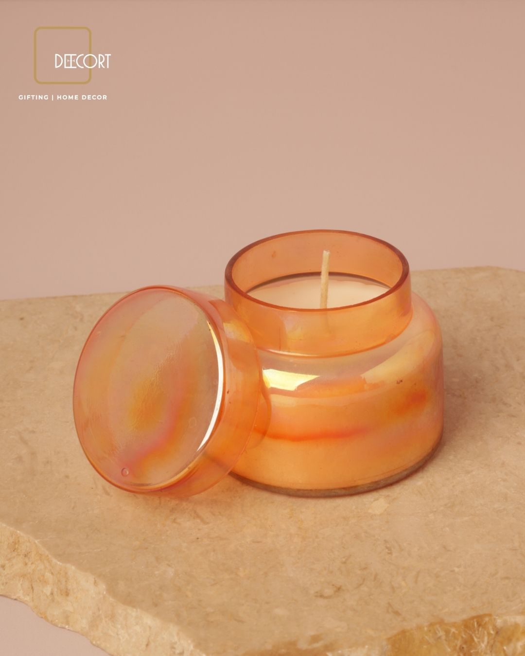 Sunset Glow Orange Glass Candle