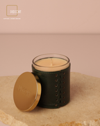 Emerald Luxe Leather Glass Candle