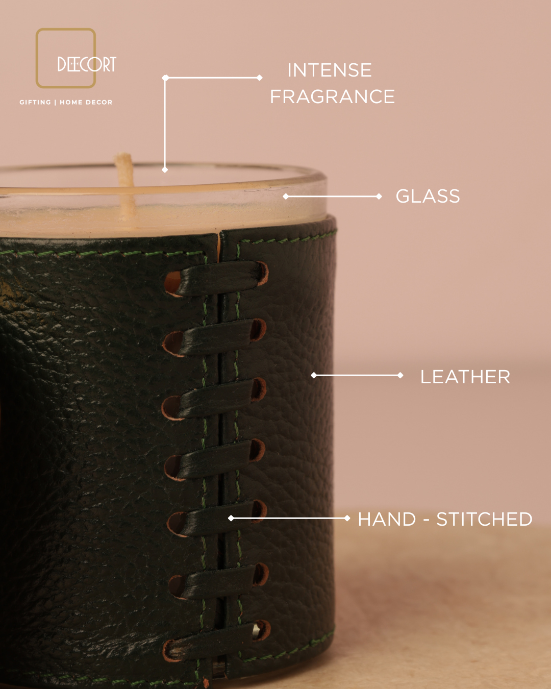 Emerald Luxe Leather Glass Candle