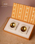 Set of 2 Golden Blossom T-Lights with Brass Holders – Premium Festive Gift Box (Gift Box Included)