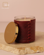 Ruby Velvet Leather Glass Candle