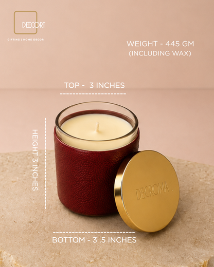 Ruby Velvet Leather Glass Candle