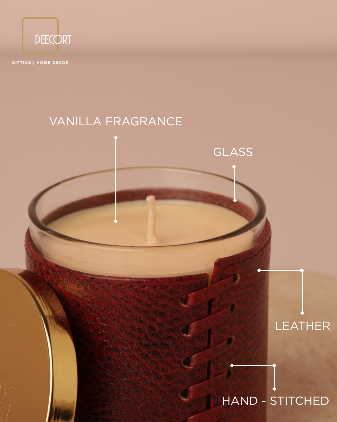 Ruby Velvet Leather Glass Candle