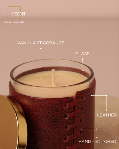 Ruby Velvet Leather Glass Candle