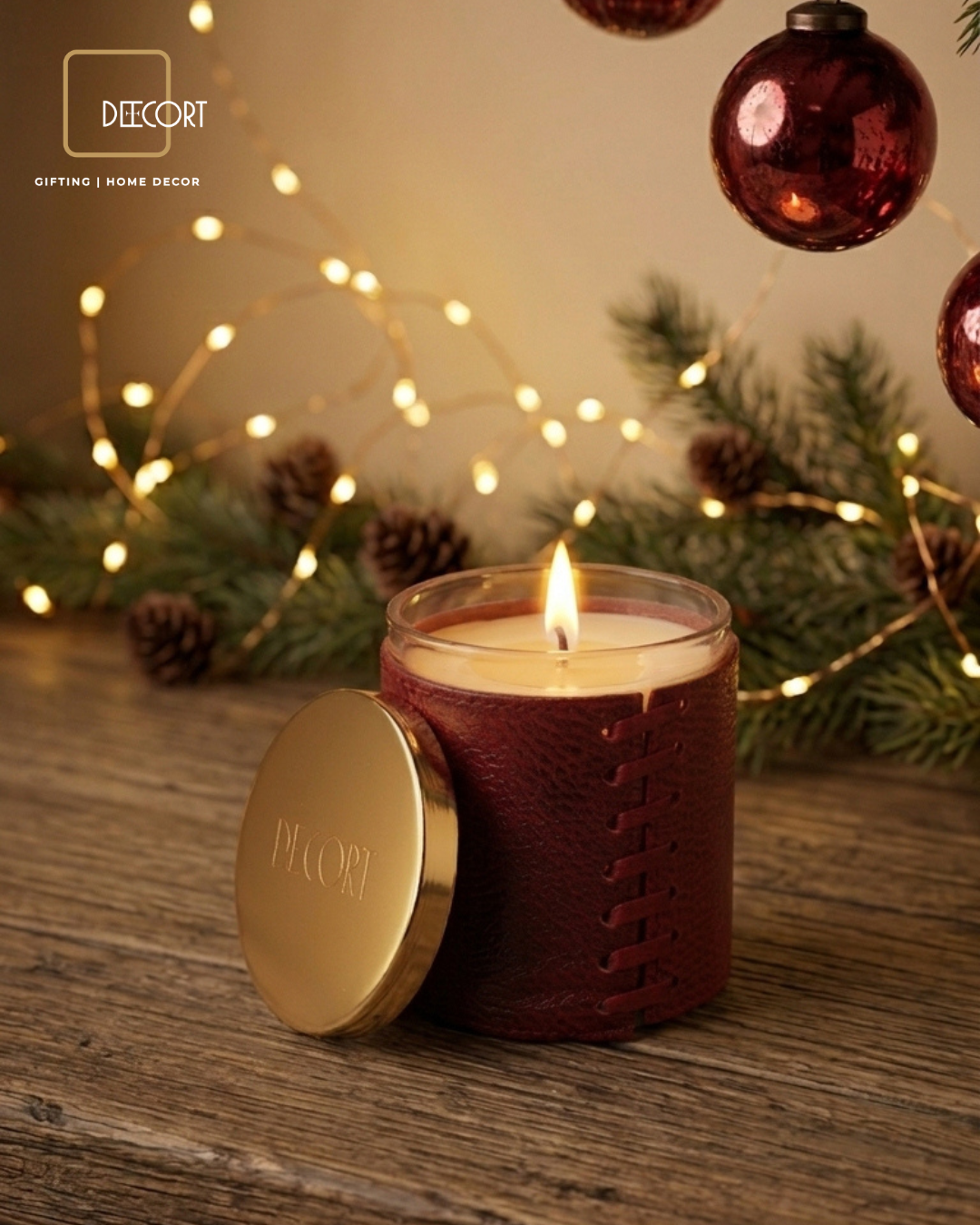 Ruby Velvet Leather Glass Candle